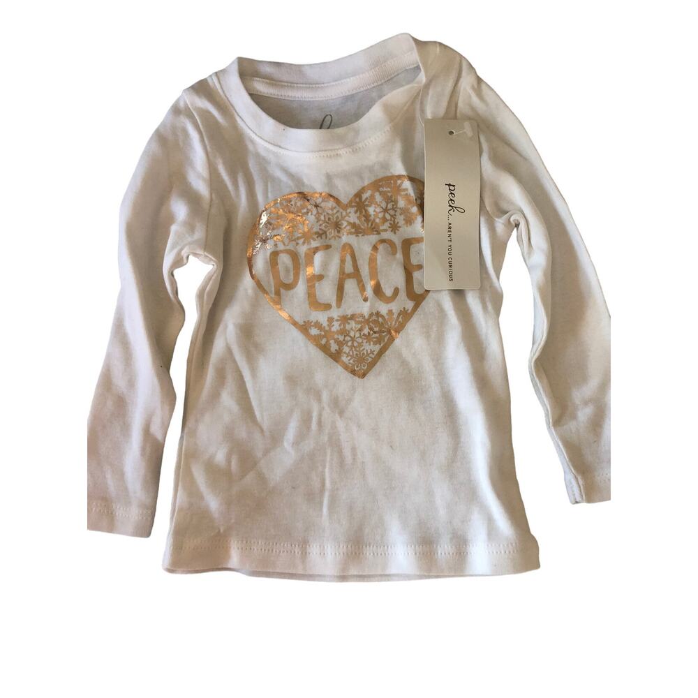 NEW Peek White Gold Peace Heart Shirt 3-6m